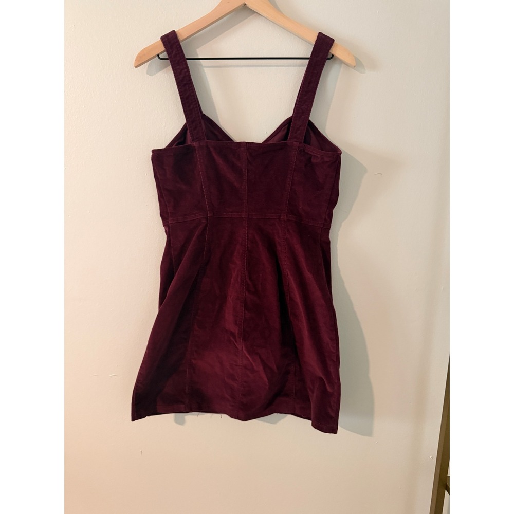 Y2k Corduroy Overall Dress Maroon - Picture 3 of 7